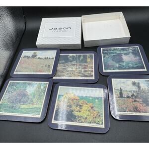 Vintage Jason Drink Coasters Set Of 6 With Box Claude Monet Artwork New -S1K
